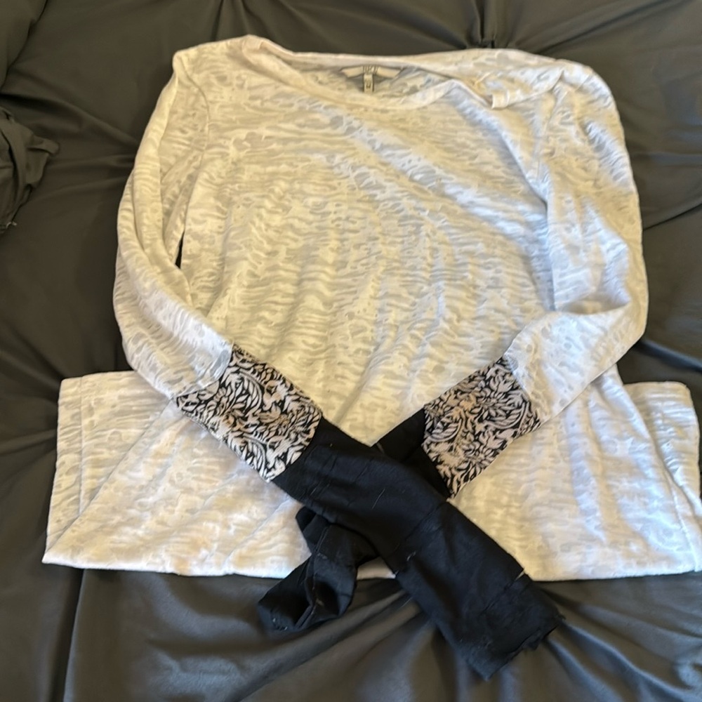 BKE white slightly see through long sleeve top